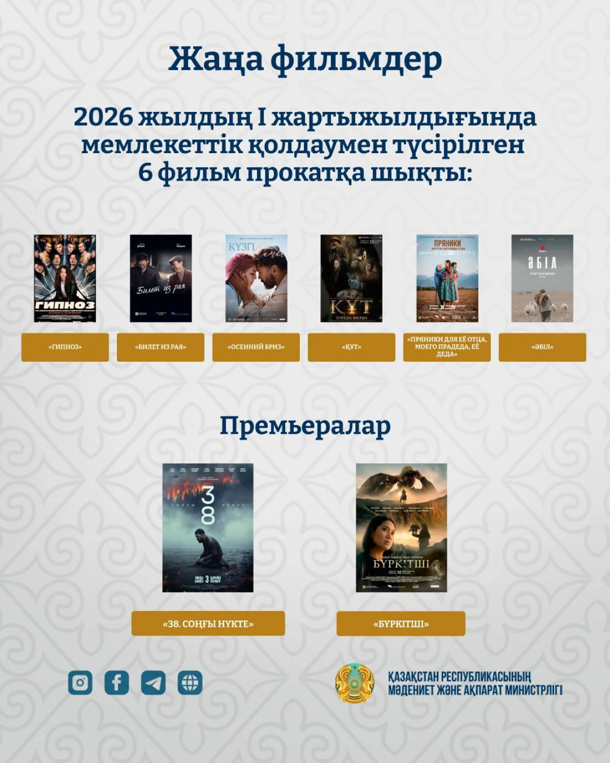 Қыркүйекте көрерменге тағы екі жаңа туынды – «38. Соңғы нүкте» және «Бүркітші» жол тартты