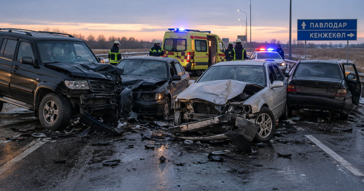   Павлодарда төрт көлік соқтығысты: бір адам қаза тауып, бірнеше адам ауруханаға түсті   