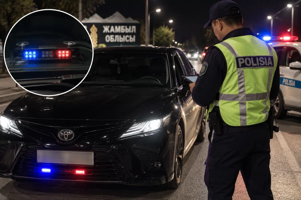 «Мигалка» на машине: водителя Toyota Camry оштрафовали на 64 тысячи тенге